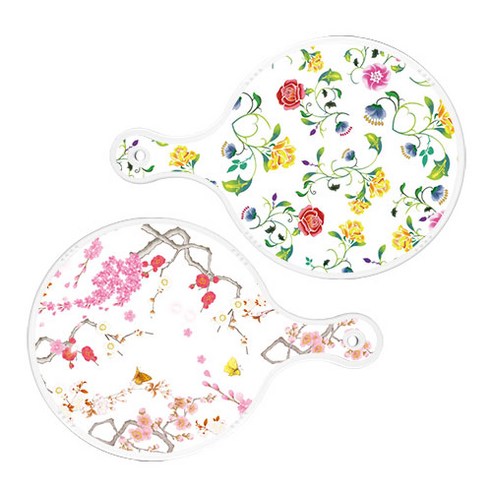로엠디자인 원형 서빙 도마보드 로망슬림장미 2p세트, 로망슬림장미 + 로맨틱연지색floral, 1세트