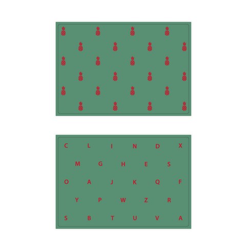 서머스트 실리콘 테이블매트 RED PINEAPPLE + RED ABC, 카키그린, 425 x 295 mm