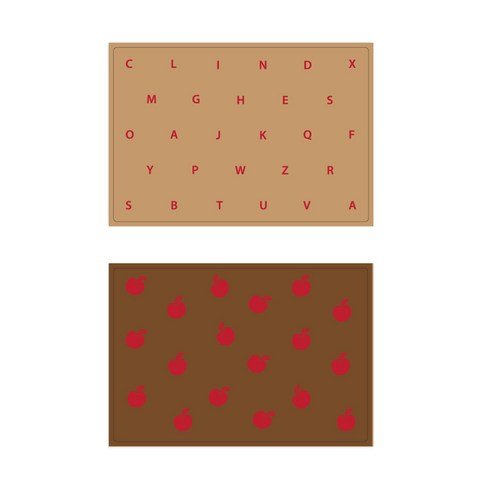 서머스트 실리콘 테이블매트 RED ABC + RED APPLE, 베이지, 브라운, 425 x 295 mm