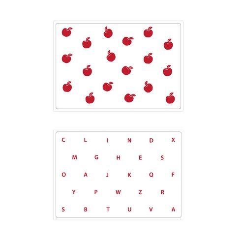서머스트 실리콘 테이블매트 RED APPLE + RED ABC, 화이트, 425 x 295 mm