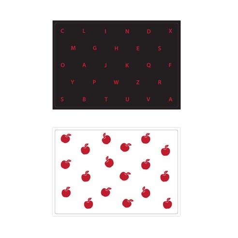 서머스트 실리콘 테이블매트 RED ABC + RED APPLE, 블랙, 화이트, 425 x 295 mm