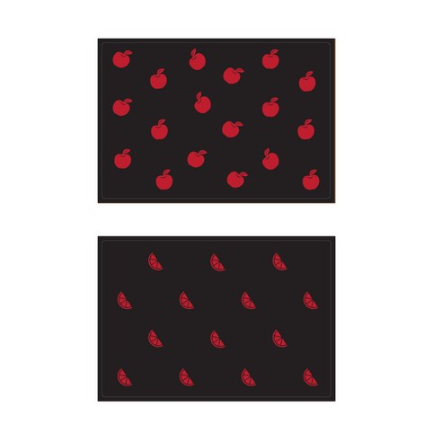 서머스트 실리콘 테이블매트 RED APPLE + RED ORANGE, 블랙, 425 x 295 mm