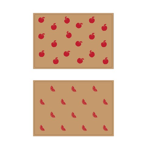 서머스트 실리콘 테이블매트 RED APPLE + RED ORANGE, 베이지, 425 x 295 mm