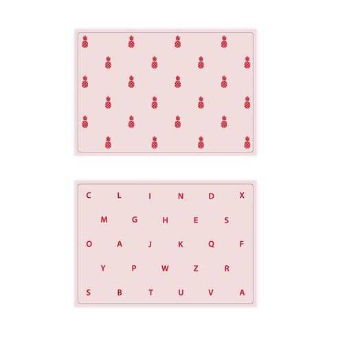 서머스트 실리콘 테이블매트 RED PINEAPPLE + RED ABC, 인디핑크, 425 x 295 mm