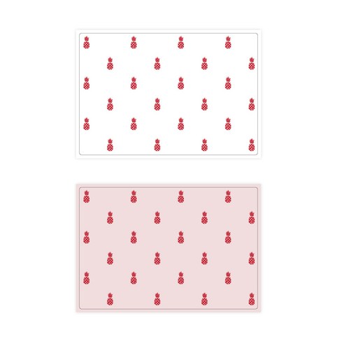 서머스트 실리콘 테이블매트 RED PINEAPPLE 2p, 화이트, 인디핑크, 425 x 295 mm