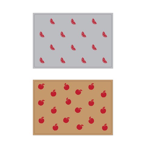 서머스트 실리콘 테이블매트 RED ORANGE + RED APPLE, 그레이, 베이지, 425 x 295 mm