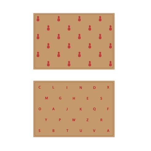 서머스트 실리콘 테이블매트 RED PINEAPPLE + RED ABC, 베이지, 425 x 295 mm