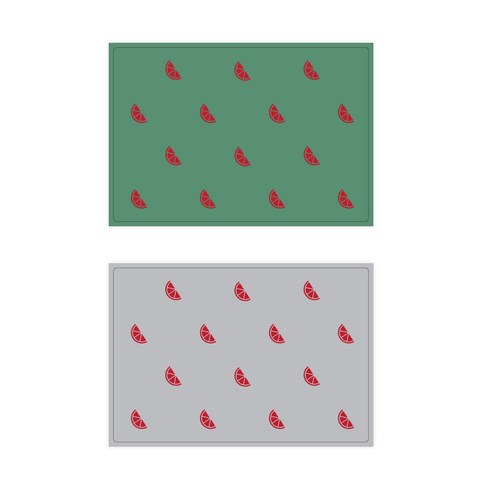 서머스트 실리콘 테이블매트 RED ORANGE 2p, 카키그린, 그레이, 425 x 295 mm