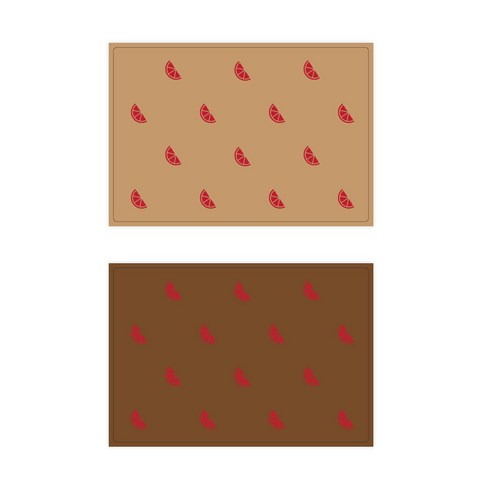 서머스트 실리콘 테이블매트 RED ORANGE 2p, 베이지, 브라운, 425 x 295 mm