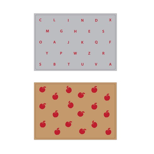 서머스트 실리콘 테이블매트 RED ABC + RED APPLE, 그레이, 베이지, 425 x 295 mm