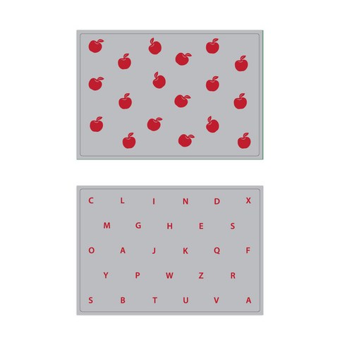 서머스트 실리콘 테이블매트 RED APPLE + RED ABC, 그레이, 425 x 295 mm