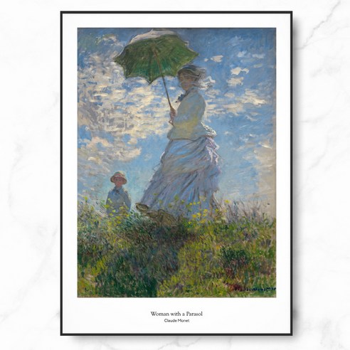 RYMD 모네 Woman with a Parasol 캔버스 액자, 블랙