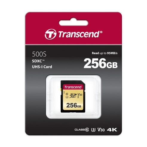 트랜센드 SDXC Class10 UHS-I U3 V30 500S 메모리카드 MLC타입, 256GB, 1개