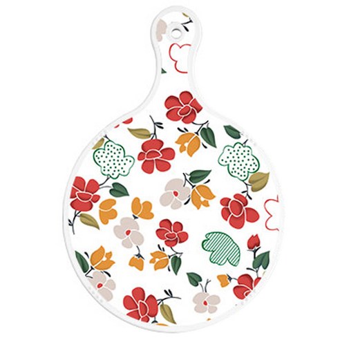 로엠디자인 양면 원형 서빙도마 보드, floral 목련 패턴 + Cute부엉이, 1개