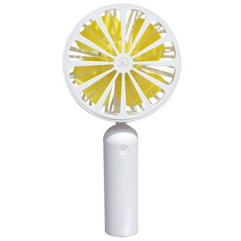 8thdays 토네이도 회전 미니 LED 핸디 선풍기, TO-01, 화이트 + 옐로우