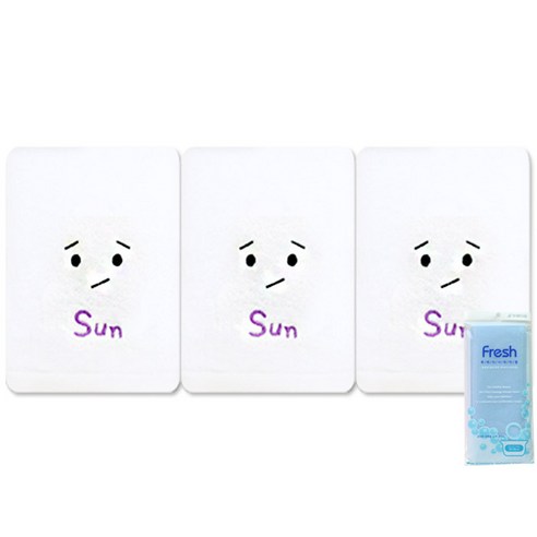 송월타월 요일기분 세면타올 3p + 후레쉬 샤워타올, 일, 하늘, 1세트