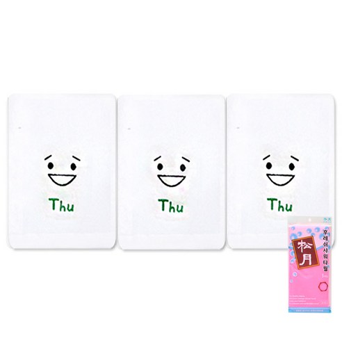송월타월 요일기분 세면타올 3p + 후레쉬 샤워타올, 목, 분홍, 1세트