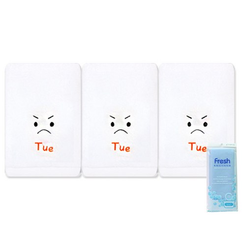 송월타월 요일기분 세면타올 3p + 후레쉬 샤워타올, 화, 하늘, 1세트