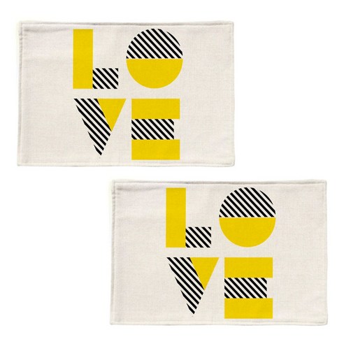 스토어33 옐로우 키친 린넨 테이블매트 2p, B, 48 x 28 cm
