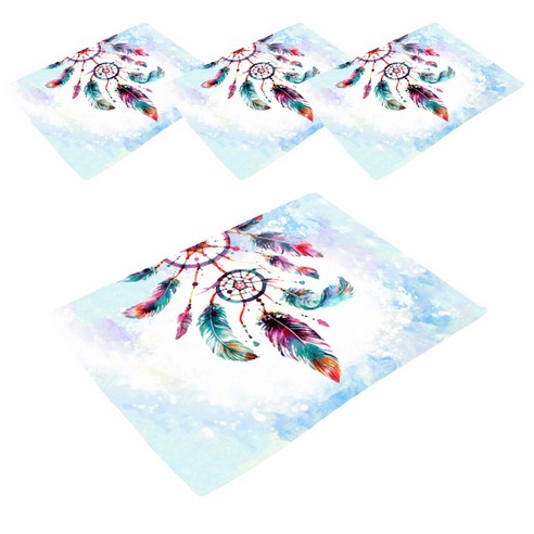 스윗리빙 패밀리 드림캐쳐 린넨테이블 매트 4p, 09, 42 x 32 cm
