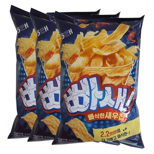 해태제과 빠새 빠삭한새우칩, 120g, 3개