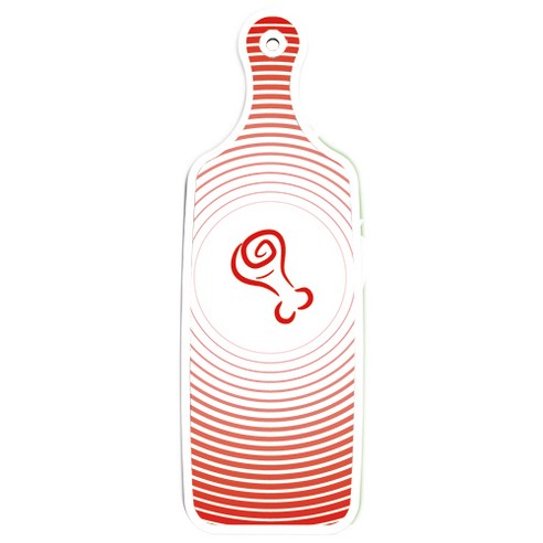 로엠디자인 양면 서빙 도마 보드 채소그린, 고기라인레드, 1개