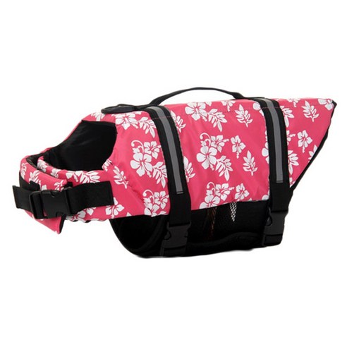 Dr Mini 양이 & 아지 전용 수중안전조끼, 핑크 플라워
