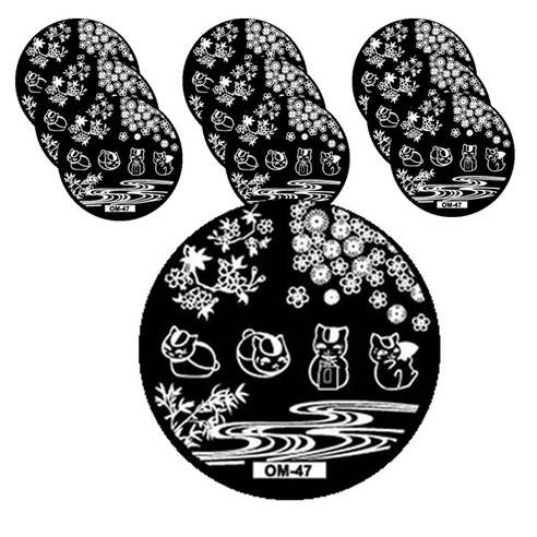 ARYKOTRADERS 네일 프린팅 DIY 필름 원형 템플릿, OM-47, 10개입