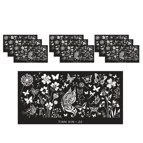 ARYKOTRADERS DIY 블루 네일 프린팅 스티커, Tian Xin 22, 10개입