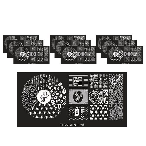 ARYKOTRADERS DIY 블루 네일 프린팅 스티커, Tian Xin 16, 10개입