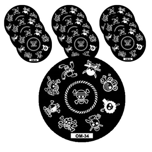 ARYKOTRADERS 네일 프린팅 DIY 필름 원형 템플릿, OM-34, 10개입