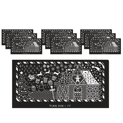 ARYKOTRADERS DIY 블루 네일 프린팅 스티커, Tian Xin 17, 10개입