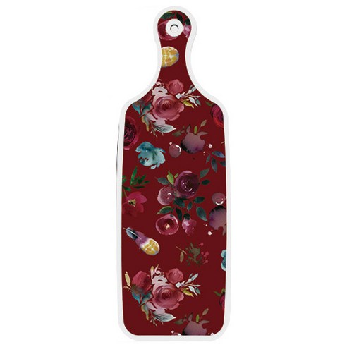 로엠디자인 양면 디자인 서빙 도마 보드 청록장미넝쿨, 자주색플라워아트웍, 1개