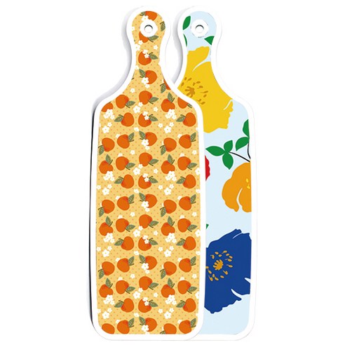 로엠디자인 양면 디자인 서빙 도마 보드 국화블루옥색, 오렌지복숭아, 1개