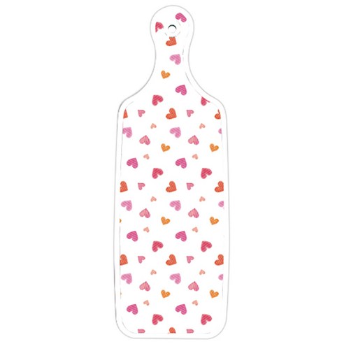 로엠디자인 양면 디자인 서빙 도마 보드 핑크플라워체크, 연분홍색러브, 1개