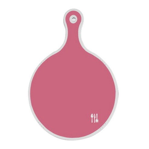 로엠디자인 양면 원형 서빙 도마 보드 핑크, 청색체크, 1개