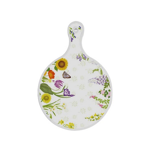 로엠디자인 양면 원형 서빙 도마 화단, 연분홍색러브, 1개