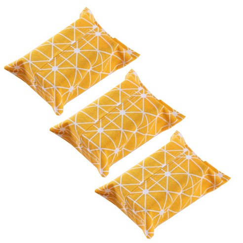 앤티스 린넨 식탁 휴지케이스 3p, 기하학적무늬 옐로우