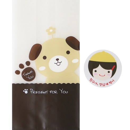 황씨네도시락 M봉투 강아지 50p + 스티커 노랑모자걸 친구야 맛있게먹어 50p, 1세트