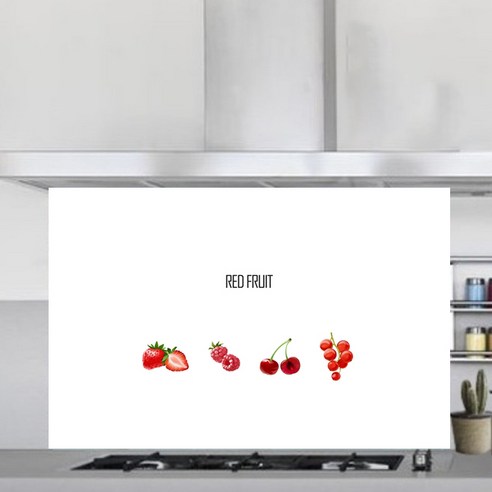 키친아트갤러리 주방아트보드 레드후르츠 화이트, 1개