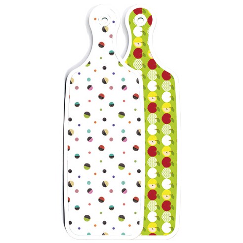 로엠디자인 양면 디자인 서빙 도마 보드 애플연두, 배색원형, 1개