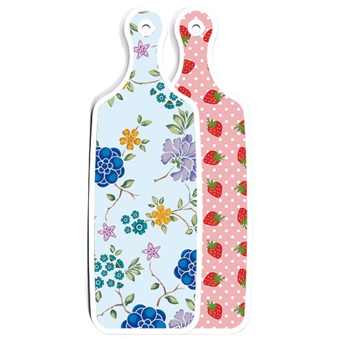 로엠디자인 양면 서빙 보드 도마 핑크딸기, 로맨틱블루floral비색, 1개