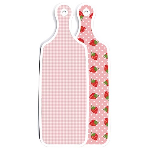 로엠디자인 양면 디자인 서빙도마 핑크딸기, 훈색체크, 1개