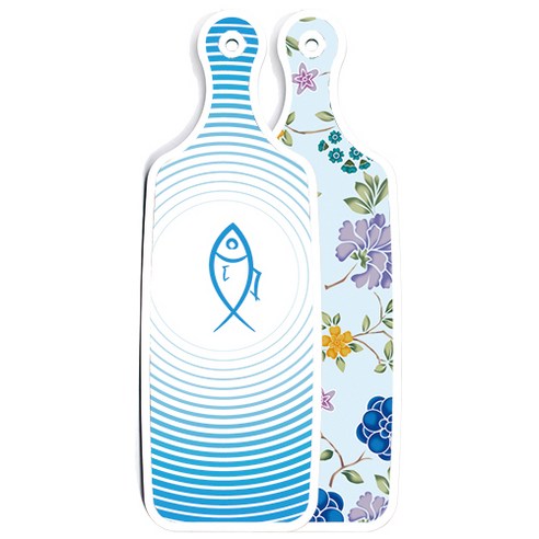 로엠디자인 양면 디자인 서빙도마 로맨틱블루floral비색, 피쉬라인블루, 1개