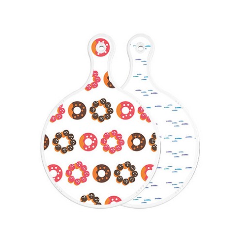 로엠디자인 양면 원형 서빙도마 보드 초코도넛, 파스텔물고기떼, 1개