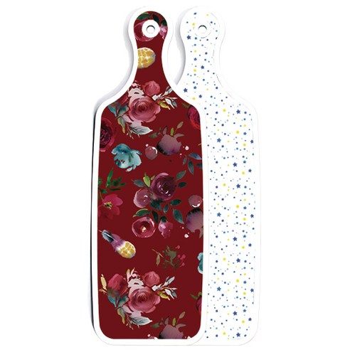 로엠디자인 양면 디자인 서빙보드 도마 블루별, 자주색플라워아트웍, 1개