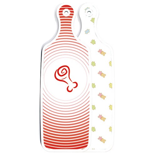 로엠디자인 양면 디자인 서빙 도마 보드 퍼즐, 고기라인레드, 1개