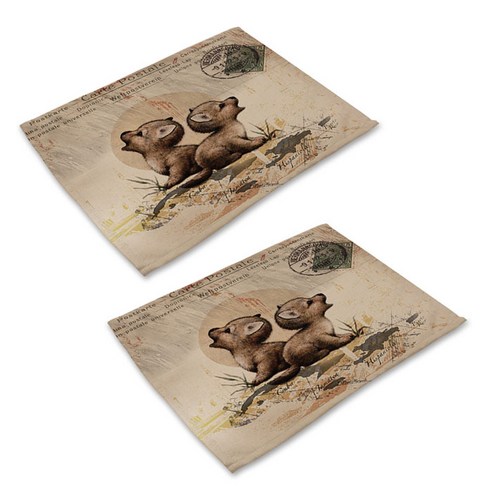 스토어33 아기동물 키친 테이블매트 2p, A, 42 x 32 cm