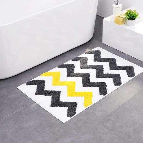 슈퍼식스 욕실 부엌 바닥 카펫 매트 45 x 65 cm, 블랙 + 옐로우, 1개
