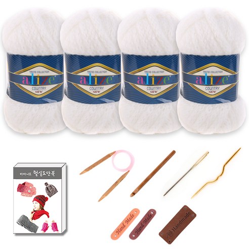 마마니트 알리제 컨트리 뜨개실 4p 목도리 diy 세트, 55 White, 1세트